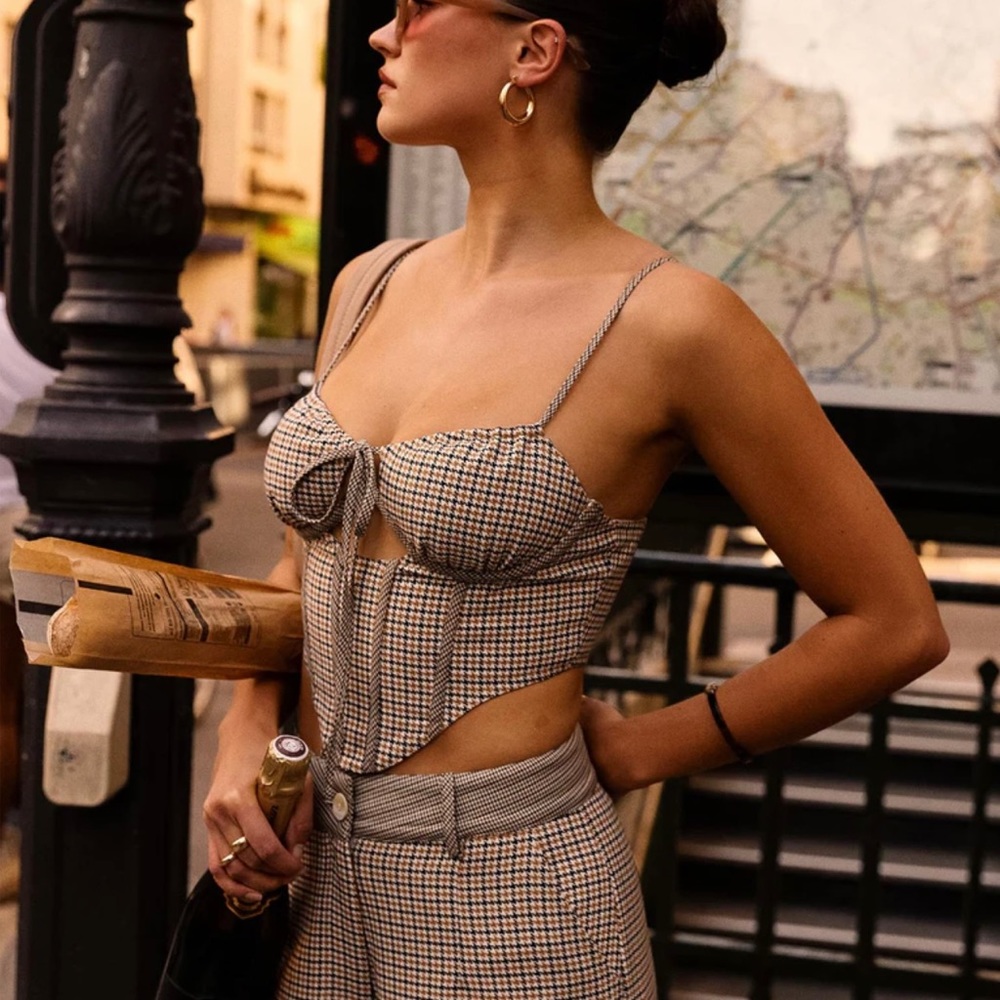 Princess Polly JGR & STN Houndstooth Corset Top Size US 8 / AU 12 Medium NWT - Picture 2 of 13